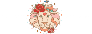 lion's head with flowers