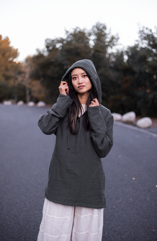 Gauze cotton hoodie