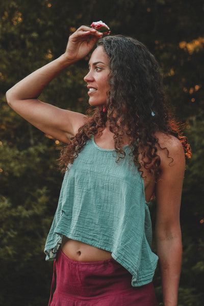 トップス jacquard flare cami tunic (blue flower) jacquard flare cami tunic (blue flower) – POPPY