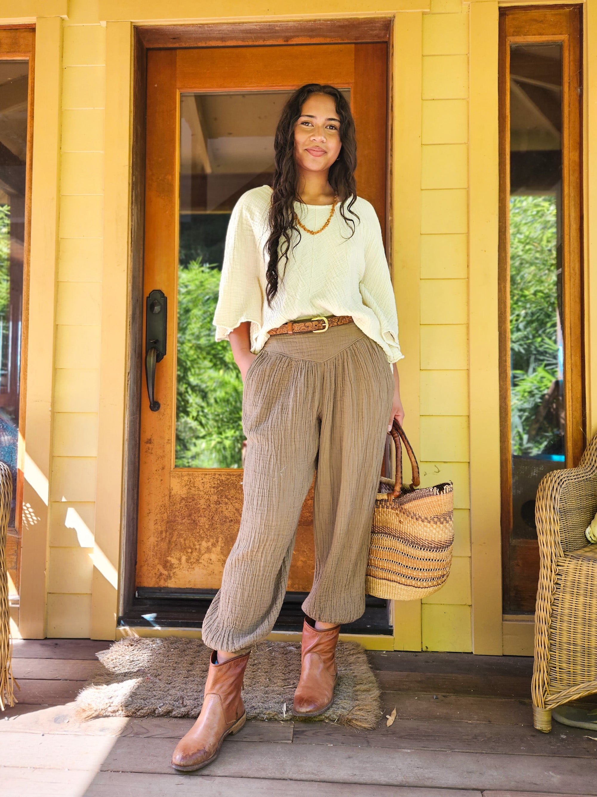 Women's Gauze Poncho Top, Shirts, Natural, 100% Cotton Clothing