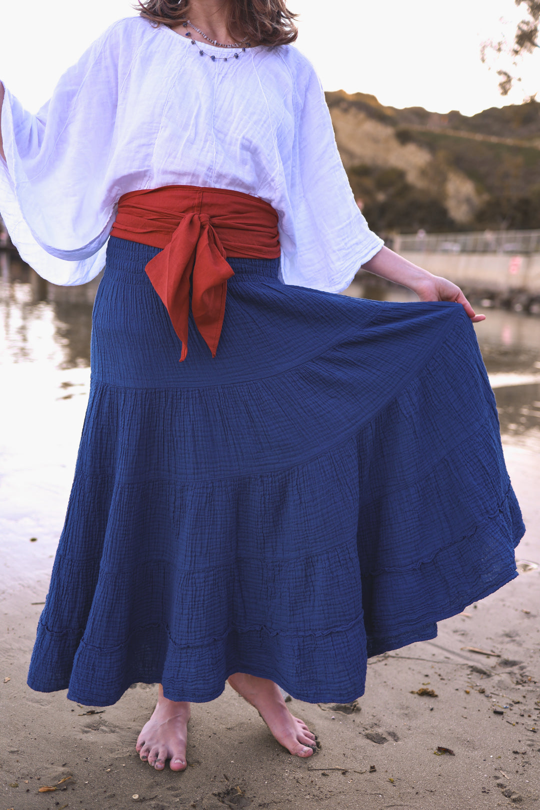 skirts dresses cotton Lannaclothesdesign Women's Cotton Long Ruffle Full Circle Long Skirts Maxi Skirt (Lenght 37 inches, Beige) at Amazon Women's Clothing store